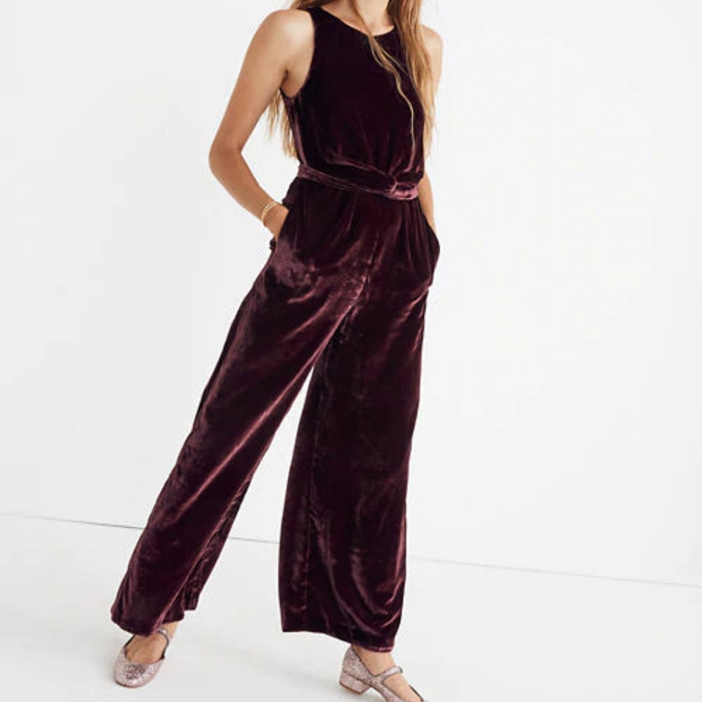 Madewell velvet twist front jumpsuit